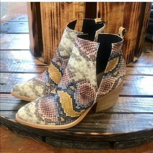 Multi colored Snake Skin Bootie
